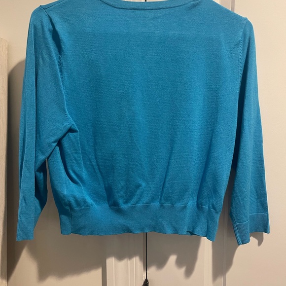 White House Black Market Turquouse  Short Cardigan 3/4 Sleeves - Picture 4 of 4
